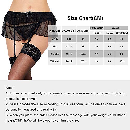 comeondear Mujer Liguero Sexy Encaje de Mini Falda con Tanga sin Medias Talla Grande