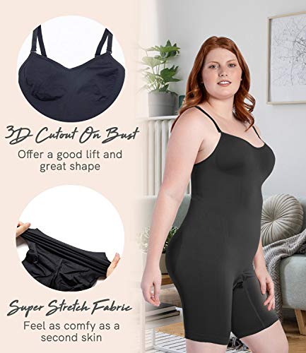 COMFREE Bodies Moldeadores Sin Costuras Faja Reductora Abdomen Body Reductor Adelgazantes Lencería Moldeadora Cómodo Body Shaper Invisibles Elástico Shapewear para Mujer Negro L