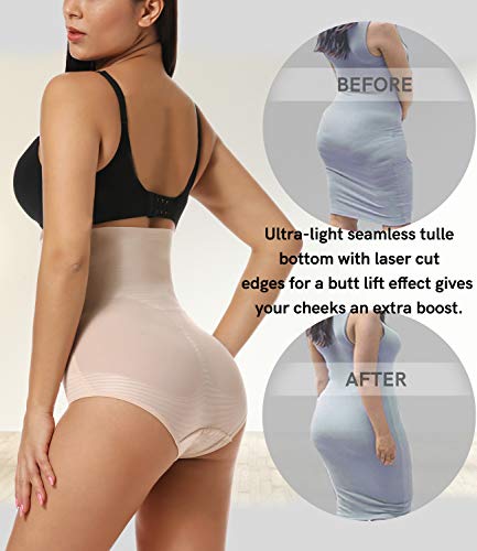 COMFREE Cintura Alta Braguitas Moldeadora Levanta Gluteos Pantalones Moldeadore Vientre Plano Adelgazante Shaping Panties Sin Costuras Braguita Reductora Ropa Interior Mujer(Nudo,S)