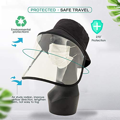 Comhats Sombrero plegable de verano UPF 50 + con cordón para el cuello para mujer, de algodón, 7-12 días entrega 91034B_Negro (sombrero + pantalla extraíble) M