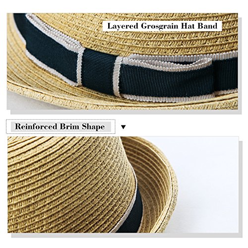 Comhats Unisex Paja Sombrero Hombres Empacables Fedora Trilby Panamá Verano ala Corta Negro M