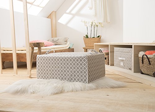 Compactor Funda almacenaje con cremallera y asas, Gama Madison, Color blanco y beige, Tamaño 70 x 50 x 30 cm, Capacidad para 1 edredón doble, RAN7467