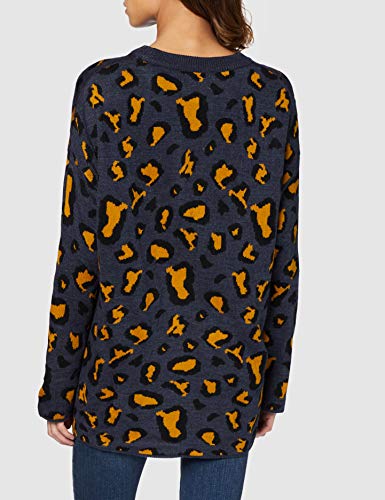 COMPAÑÍA FANTÁSTICA Jersey Leopardo, Azul (Animal 000054), 42 (Tamaño del Fabricante:L) para Mujer