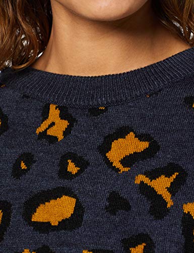 COMPAÑÍA FANTÁSTICA Jersey Leopardo, Azul (Animal 000054), 42 (Tamaño del Fabricante:L) para Mujer