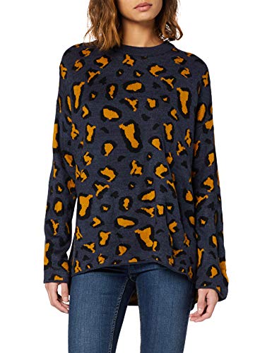 COMPAÑÍA FANTÁSTICA Jersey Leopardo, Azul (Animal 000054), 42 (Tamaño del Fabricante:L) para Mujer