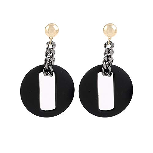 Comprar Aretes Pendientes de la Oreja Redondos Cadena Colgantes Mujer Novia Niña Chica Online (Negro)