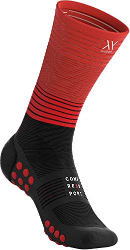 COMPRESSPORT Calcetines unisex de compresión media., Unisex adulto, Medias de compresión., CS1MDSR99BLT4, blanco / rojo, 4 años
