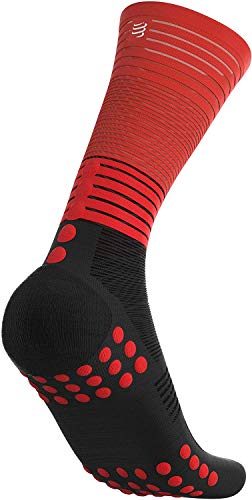 COMPRESSPORT Calcetines unisex de compresión media., Unisex adulto, Medias de compresión., CS1MDSR99BLT4, blanco / rojo, 4 años