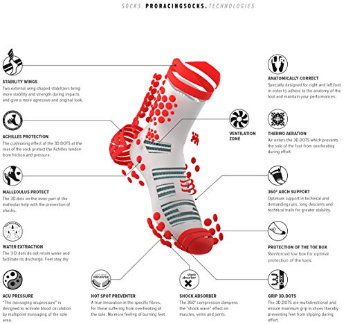 COMPRESSPORT Pro Racing Socks v3.0 Trail Calcetines para Correr, Unisex-Adult, Negro/Rojo, T2 (39-41 EU)