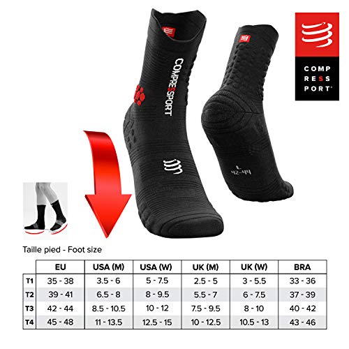 COMPRESSPORT Pro Racing Socks v3.0 Trail Calcetines para Correr, Unisex-Adult, Negro/Rojo, T3 (42-44 EU)