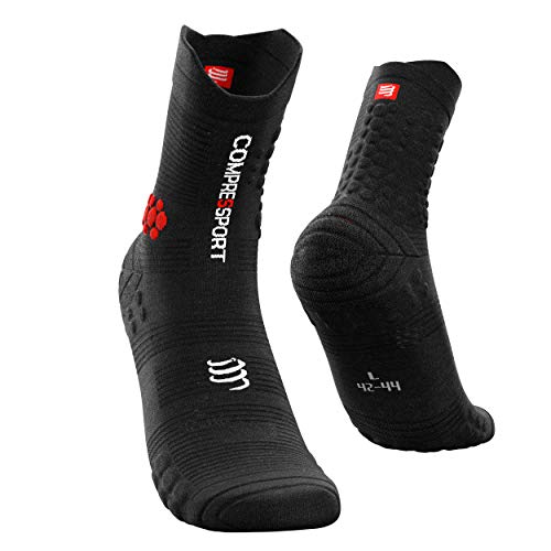 COMPRESSPORT Pro Racing Socks v3.0 Trail Calcetines para Correr, Unisex-Adult, Negro/Rojo, T3 (42-44 EU)