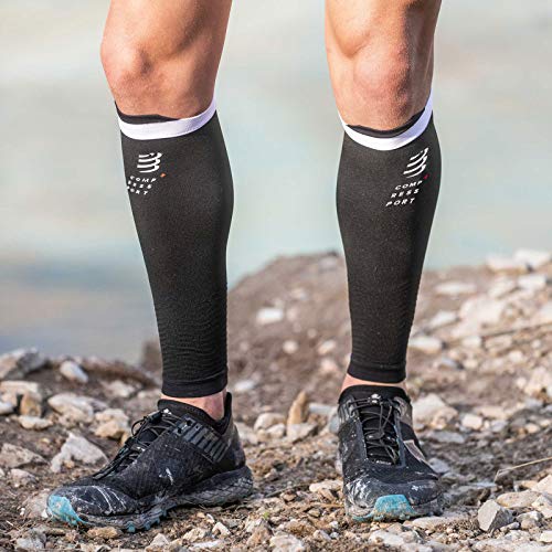 COMPRESSPORT R2V2 - Manga de compresión para las pantorrillas - Protección muscular, rendimiento y recuperación para el deporte - Ultraligero y anti-fatiga - Correr, Ciclismo, Trail y Triatlón, Negro