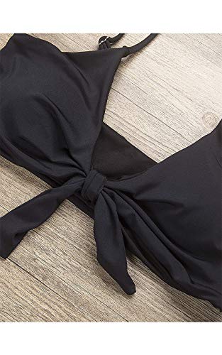 Conjunto de Bikini de Cintura Alta para Mujer Traje de Baño de Dos Piezas Traje de Baño de Nudo de Corbata de Guinga