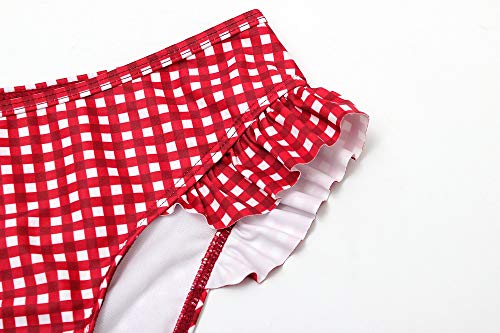 Conjunto de Bikini de Impresión a Cuadros con Volantes para Mujer Traje de Baño de Playa Acolchado Traje de Baño de Bikini de 2 Piezas