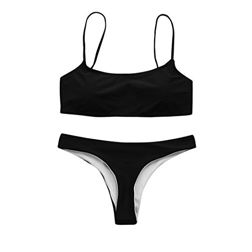 Conjunto de Bikini para Bandeau Bandeau Mujer Traje de baño brasileño Push-up Traje de baño de Playa Xinantime (M, Negro)