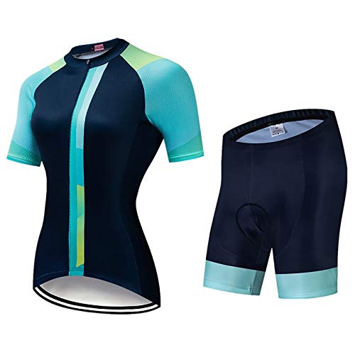 Conjunto De Jersey De Ciclismo De Equipo Profesional para Mujer, Ropa De Ciclismo MTB para Mujer, Ropa De Bicicleta De Manga Corta, Ropa De Bicicleta (Color : D, Talla : L)