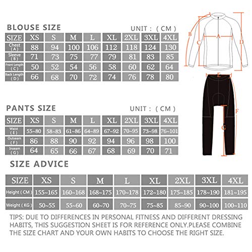 Conjunto De Jersey De Ciclismo Traje De Manga Larga De VellóN Ciclismo Deportes Sling CáLido Invierno Adecuado para Actividades De Ciclismo Al Aire Libre,H,XS(155-165cm)