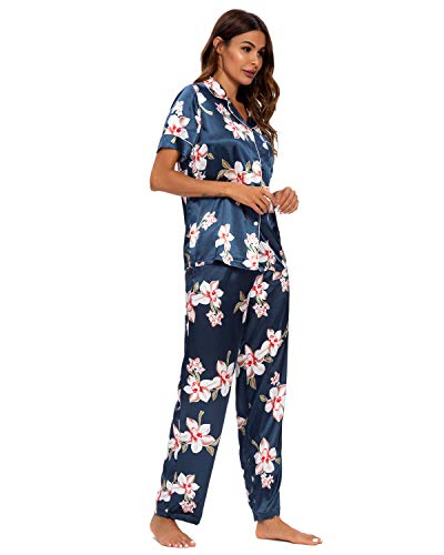 Conjunto De Pijamas para Mujer Ropa De Dormir con Botones Suaves Top Y Pantalones Cortos De 2 Piezas Ropa De Dormir para Mujer Pijamas para Mujer