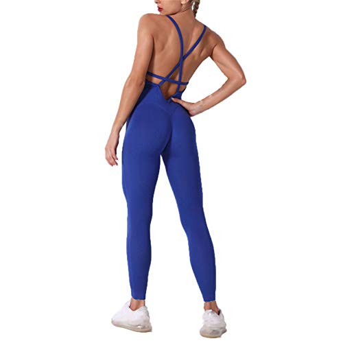 Conjunto de Ropa Fitness Deportiva para Mujer, Atractivo de una pieza de la yoga de las mujeres del mono de polainas sin espalda bodycon del vendaje Romper Butt Lift Pantalones largos de entrenamiento