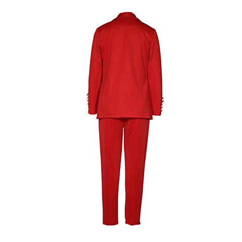 Conjunto de Traje para Mujer,Color Sólido Blazer y Pantalones Dos Piezas Set,Chaquetas de Traje de Negocios Elegante Blazer de Manga Larga+Pantalones de Traje para Oficina y Bodas Rojo XXL