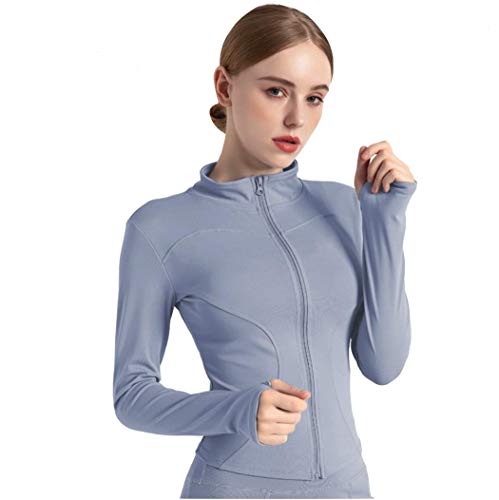 Conjunto Yoga 3 Piezas Ropa Fitness Entrenamiento, Top Pantalones y Chaqueta de Yoga Súper Elásticos. Leggings+Bralette para Mujer+Chaqueta de Manga Larga Mujer (Azul Claro, M)