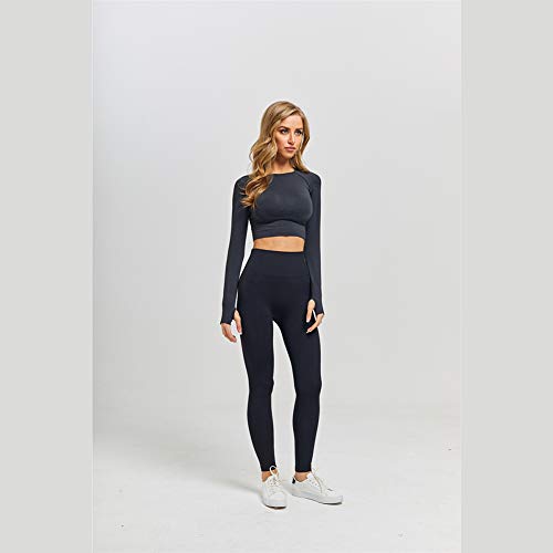 Conjunto Yoga 3 Piezas Ropa Fitness , Pantalones De Yoga Súper Elásticos Sin Costuras+Bralette Para Mujer+Camiseta Deportiva De Manga Larga Sin Costuras Mujer Rosa M