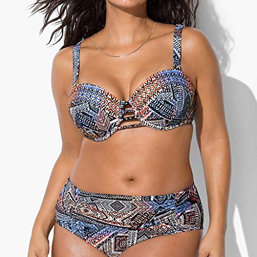 Conjuntos de Bikinis de Boho Mujer 2019 brasileño Traje de Baño Bikini Talla Grande Mujer Push Up Bañadores Biquinis Azul XXXXL