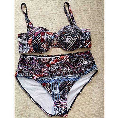 Conjuntos de Bikinis de Boho Mujer 2019 brasileño Traje de Baño Bikini Talla Grande Mujer Push Up Bañadores Biquinis Azul XXXXL