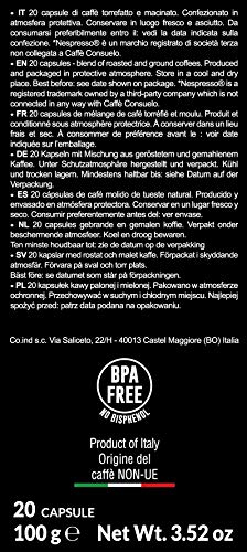 Consuelo - Cápsulas de café de Brasil compatibles con cafetera Nespresso*, 100 unidades (5 cajas de 20 cápsulas)