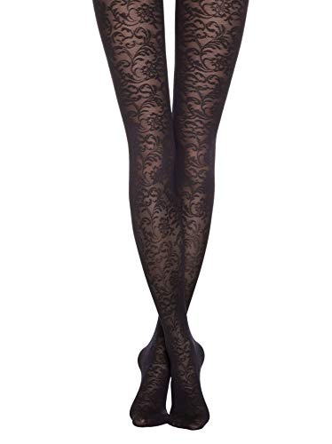 Conte® - Medias para mujer, color negro, diseño especial, encaje, modelo Fancy 40 Den, medias de mujer con encaje Negro S