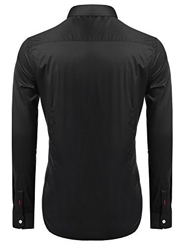 Coofandy Camisa Casual Manga Larga Para Hombre de Moda Negro Talla-XL