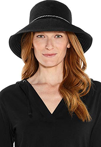 Coolibar UPF 50+ Audrey Ribbon Bucket Hat - Sombrero protector solar para mujer - negro - Talla única
