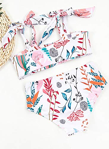 CORAFRITZ Conjunto de Bikini Bandeau sin Tirantes para Mujer, Trajes de baño Sexis de Cintura Alta, Traje de baño con Cordones y Estampado attern