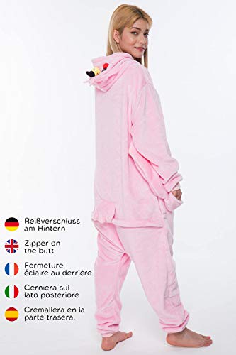 corimori- Tiffany El Flamenco Pijamas Animal Traje De Una Pieza Disfraz Adultos Invierno, Color rosa claro, Talla 150-160 cm (1852) , color/modelo surtido