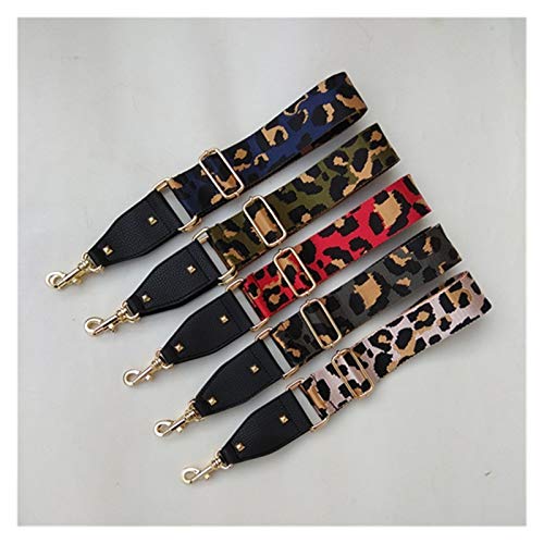 Correa de hombro de repuesto Bolsa de tela de estampado de leopardo ajustable Correa de correa de la correa de las mujeres Bolsa de Crossbody Reemplace Manija Accesorios 5 cm Ancho para bolsos de bric