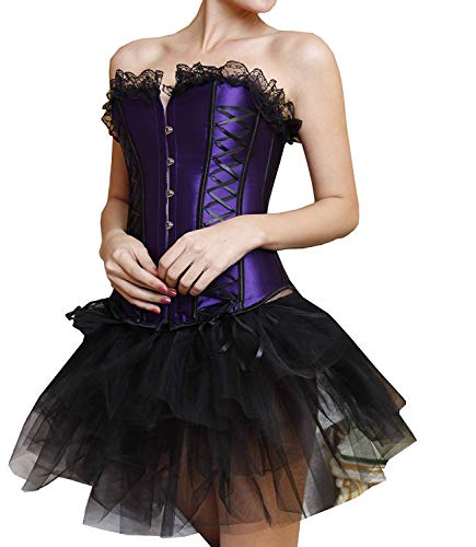 Corsage Party Mujer Body Moda Vintage Colores Sólidos Body Mode De Marca Shaper 2018 Clásico Cómodo Body Shaping Corset Blusa Corsage Lencería Púrpura (Color : Purple, Size : S)