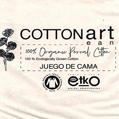 COTTON ARTean Juego de sabanas ALGODÓN ORGANICO Beige Cama de 150 x 190/200. 100% ALGODÓN ORGÁNICO.