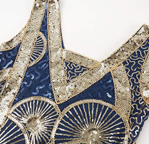 Coucoland Vestido de mujer estilo vintage Art Deco de los años 20 con cuello en V y cuentas con flecos.