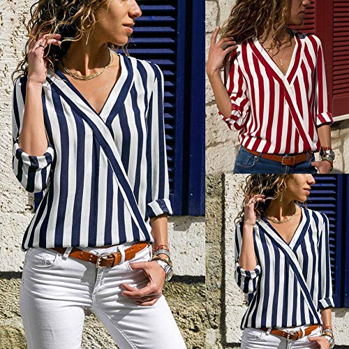 Course Camiseta Raya Mujer Manga Larga Casual Blusa Suelto para Oficina Shirt Verano Playa y Fiesta Top Verano Mujer Camisa Azul Course Camiseta Raya Mujer Manga Larga Casual Blusa Suelto para Oficina Shirt Verano Playa y Fiesta Top Verano Mujer Camisa Azul