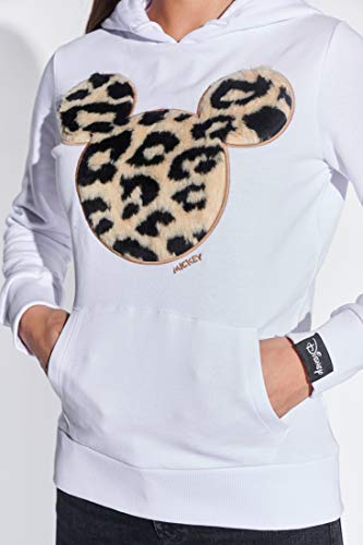 Course Sudadera con capucha para mujer, diseño de Mickey Mouse Blanco M