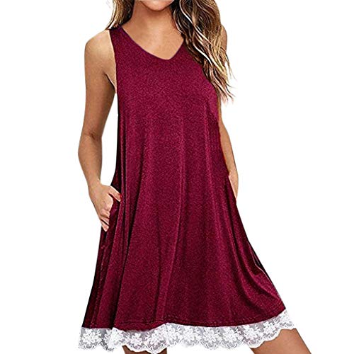 COZOCO Elegante Mini Vestido de Fiesta sin Mangas con Botones de Mujer Sling Sexy …