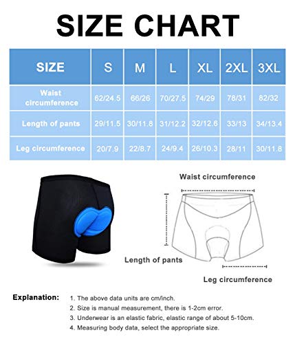 COZONE Pantalón Corto para Bicicleta Hombre Pantalón Corto para Hacer Ciclismo 3D Gel Ropa Interior de Bicicleta MTB Acolchado Pantalónes Cortos Antideslizantes y Transpirables