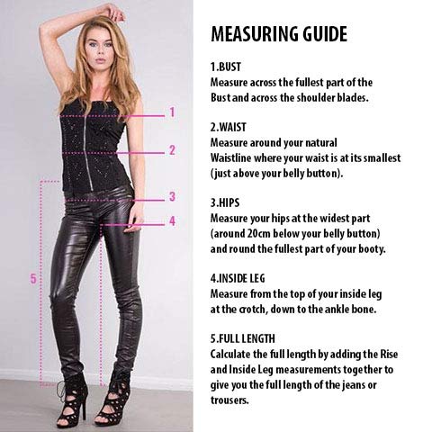 Crazy Lover Mujer Sexy Leggins Cuero con Bolsillo Skinny Elástico Pantaló