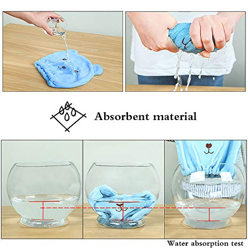 Creativee Toalla de microfibra absorbente de agua para el cabello, linda gorra turbante de cabello seco, gorro de baño de secado rápido para mujeres, adultos o niños niñas (paquete de 2)