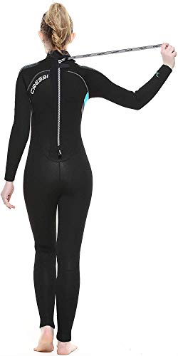 Cressi Castoro Lady Monopiece Wetsuit Traje Monopieza de Buceo Neopreno 7mm High Stretch para Mujer, Women's, Negro/Aguamarina, M/3