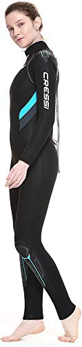 Cressi Castoro Lady Monopiece Wetsuit Traje Monopieza de Buceo Neopreno 7mm High Stretch para Mujer, Women's, Negro/Aguamarina, M/3