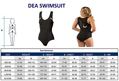 Cressi DEA Swimming Neoprene Wetsuit 1mm - Premium Neopreno Bañador Mujer Negro/Blanco/Naranja, L/4