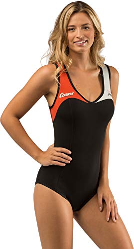 Cressi DEA Swimming Neoprene Wetsuit 1mm - Premium Neopreno Bañador Mujer Negro/Blanco/Naranja, L/4