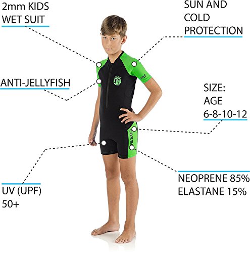 Cressi DG003507, Traje de Neopreno Infantil, Negro/Lime, 5/6 Años