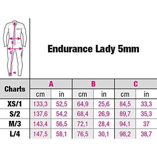 Cressi Endurance Lady Monopiece Wetsuit Traje monopieza sin Capucha en Neopreno de 5mm, Women's, Negro, S/2